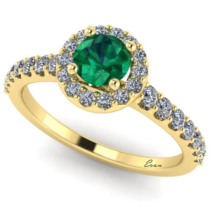 Inel din aur smarald si diamante briliant logodna ES175