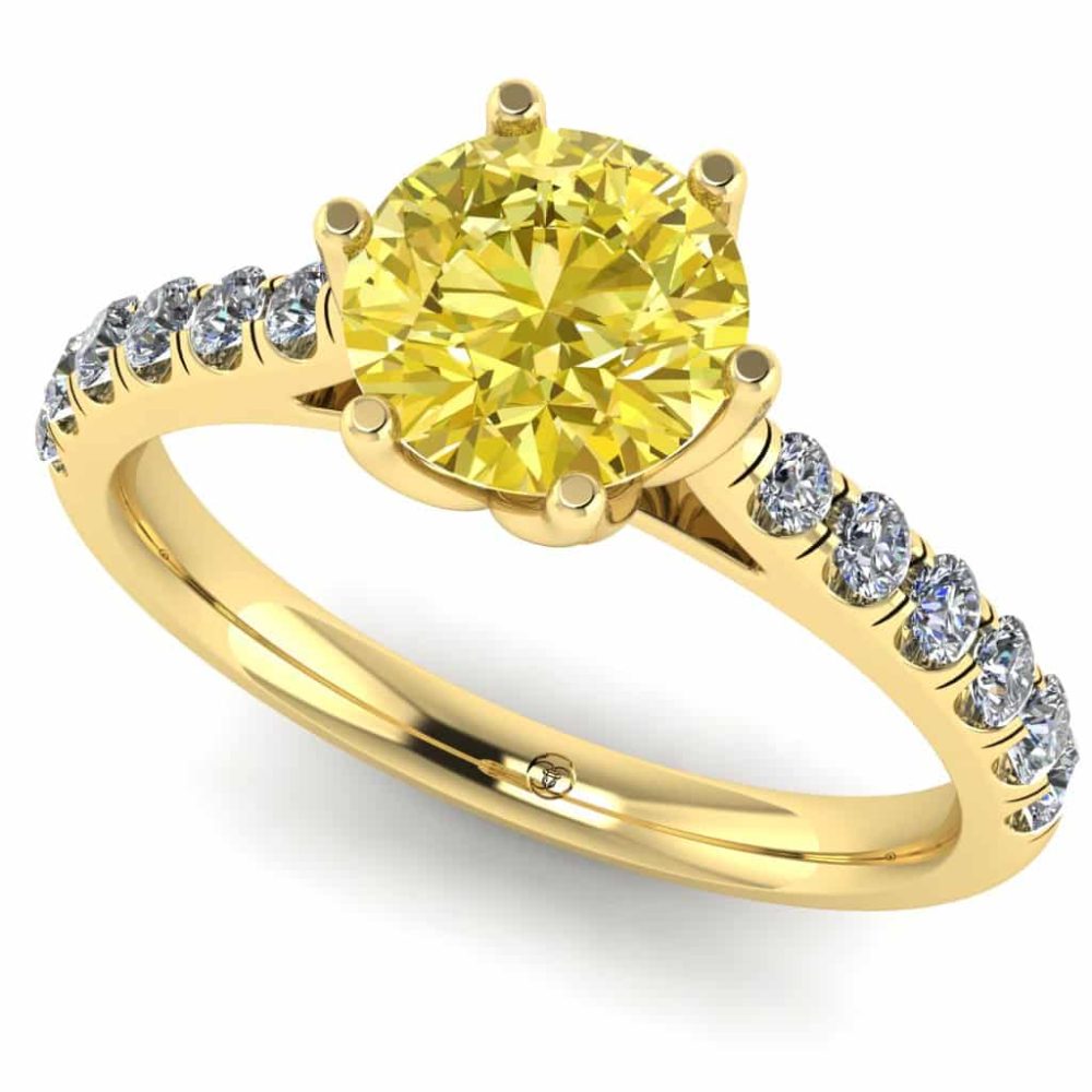 Inel de logodna diamant galben 1 carat diamante aur ES233
