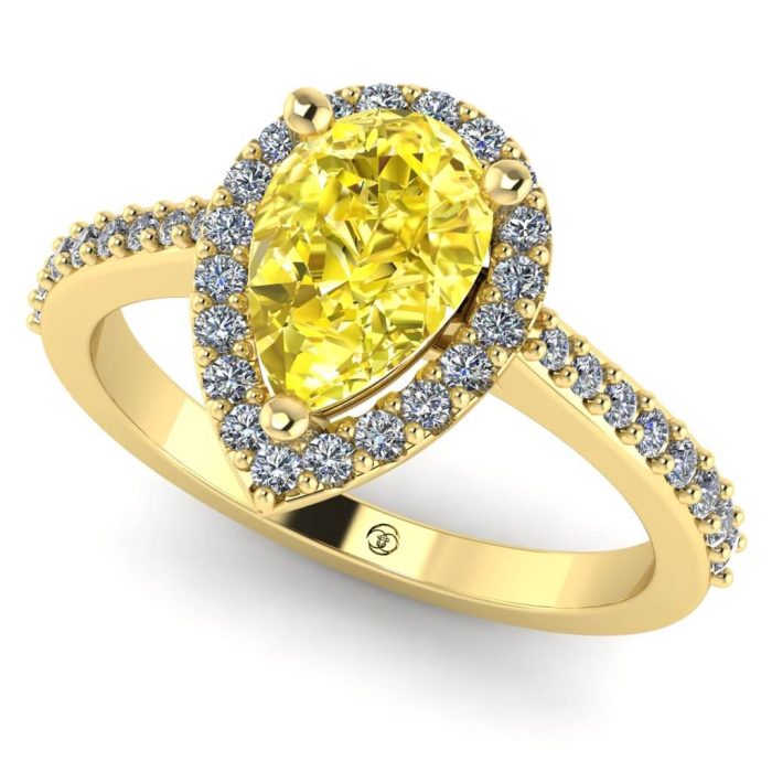 Inel logodna diamant galben para si diamante anturaj aur ES205