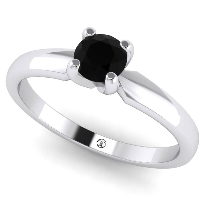 Inel diamant negru solitaire din aur alb ES232