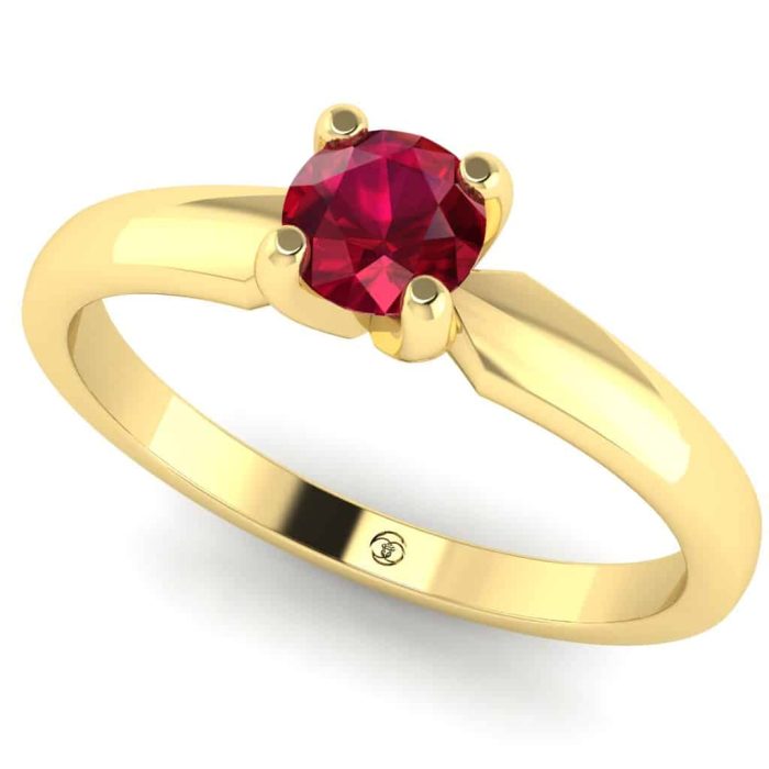 Inel logodna rubin rotund clasic din aur galben 18k ES232