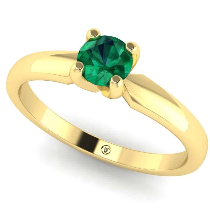 Inel logodna smarald rotund clasic din aur 18k ES232