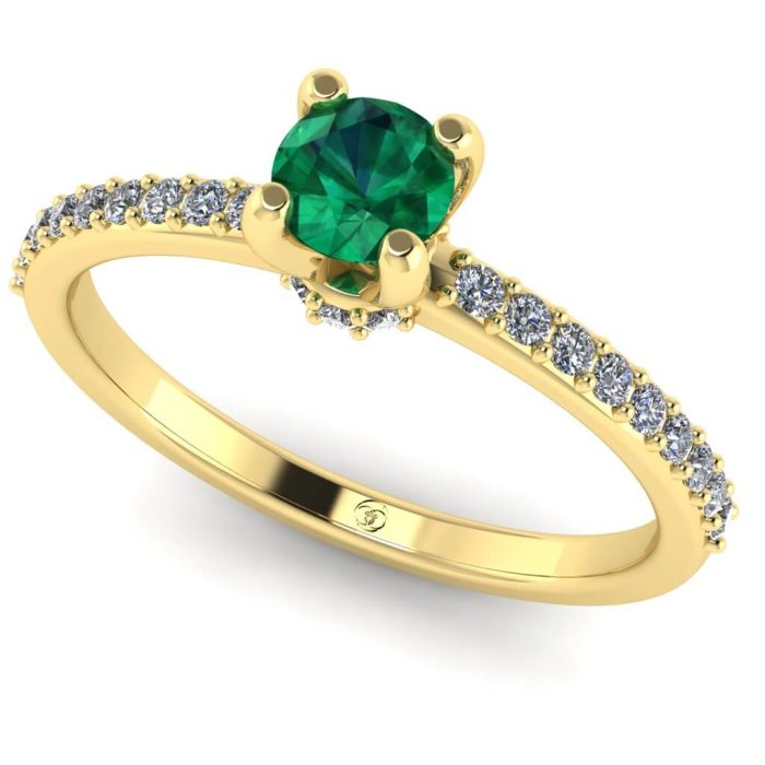 Inel logodna smarald si diamante aur galben ES214