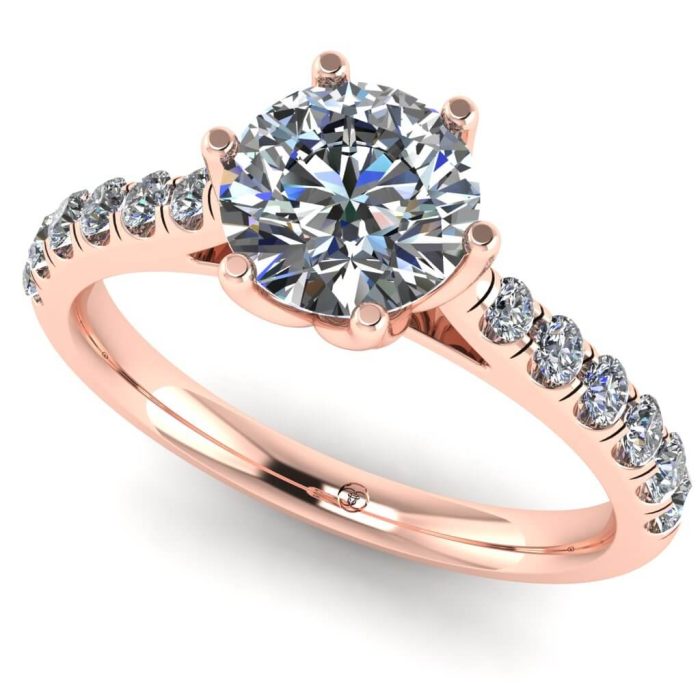 Inel din aur roz cu diamant roz rotund si diamante 1.00ct ES233