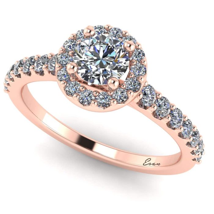 Inel din aur diamant briliant logodna anturaj ES175