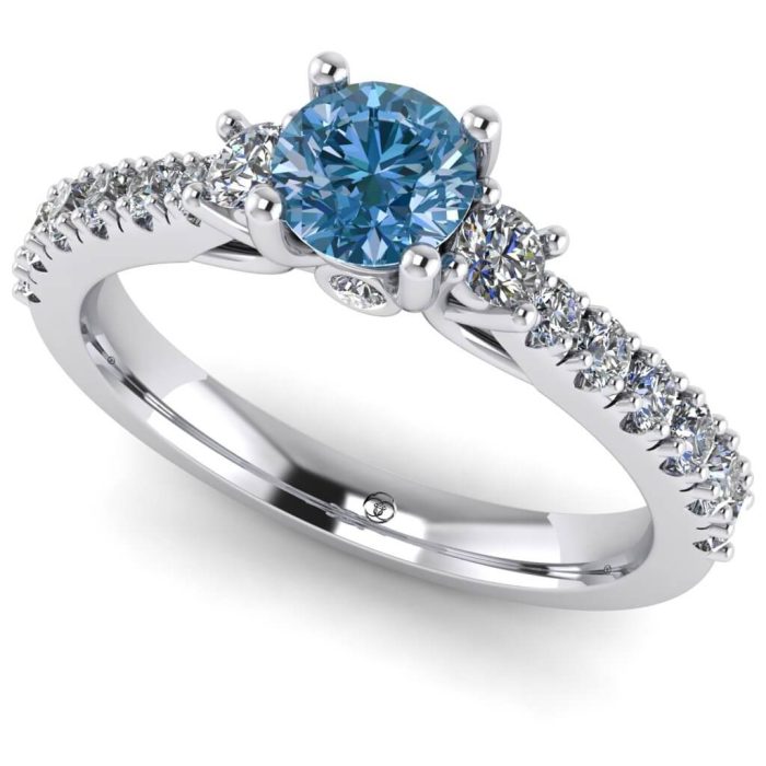 Inel diamant albastru logodna si diamante din aur ES246