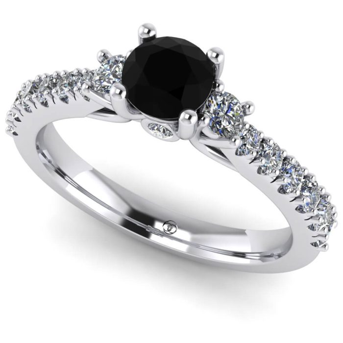 Inel diamant negru logodna si diamante din aur ES246