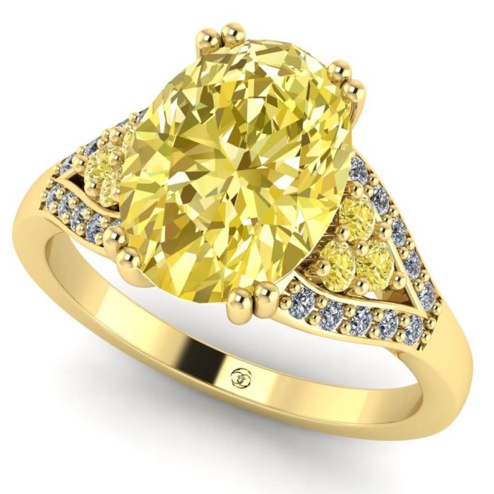 Inel din aur luxury cu safir galben oval si diamante ES228