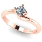 Inel din aur roz cu diamant rotund ES155