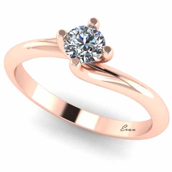 Inel din aur roz cu diamant rotund ES155