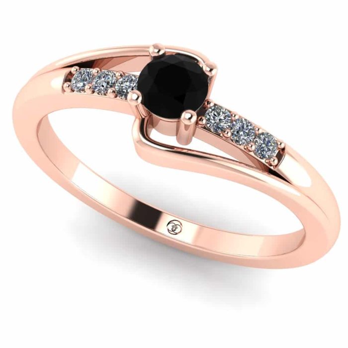 Inel logodna diamant negru si diamante din aur fashion ES253