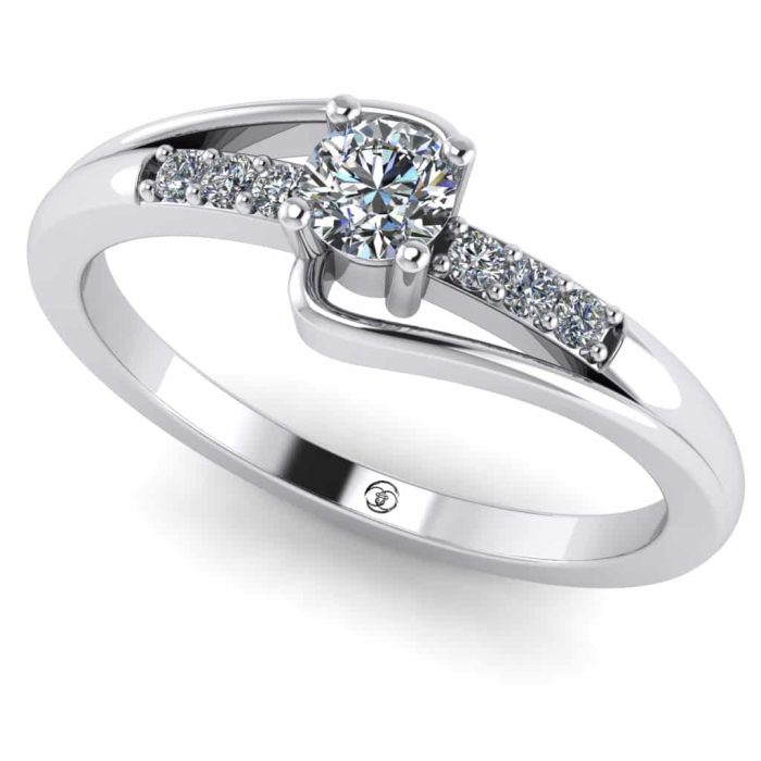 Inel de logodna cu diamant si diamante aur alb ES253