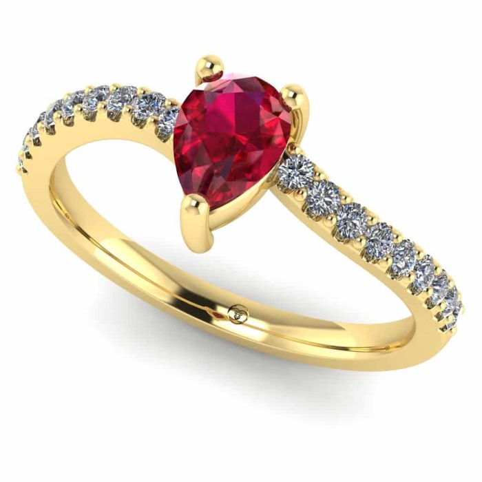 Inel rubin lacrima logodna diamante aur galben ES265