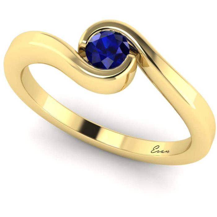 Inel logodna cu safir aur galben 18k ES157