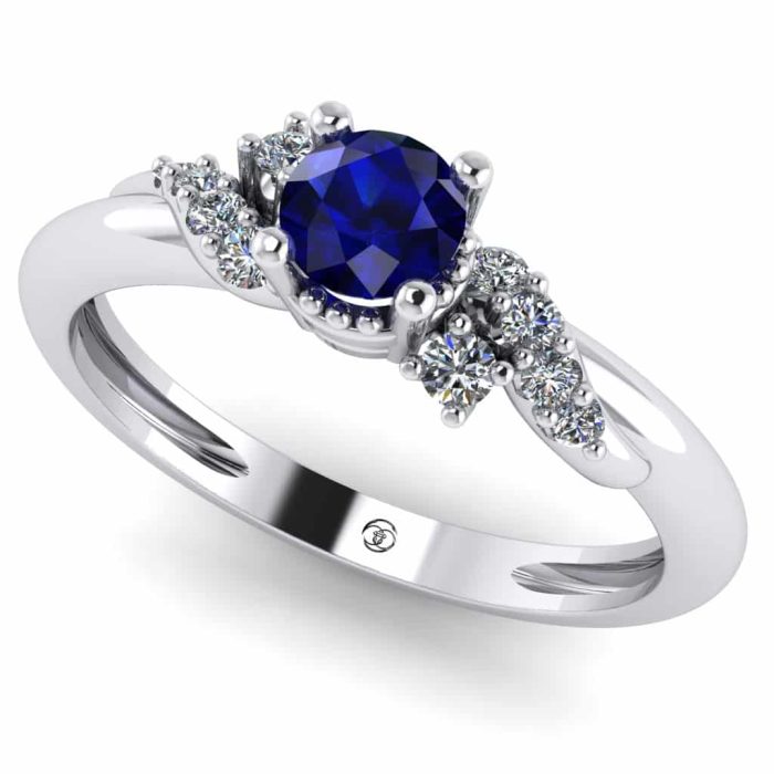 Inel logodna safir rotund si diamante vintage aur ES256