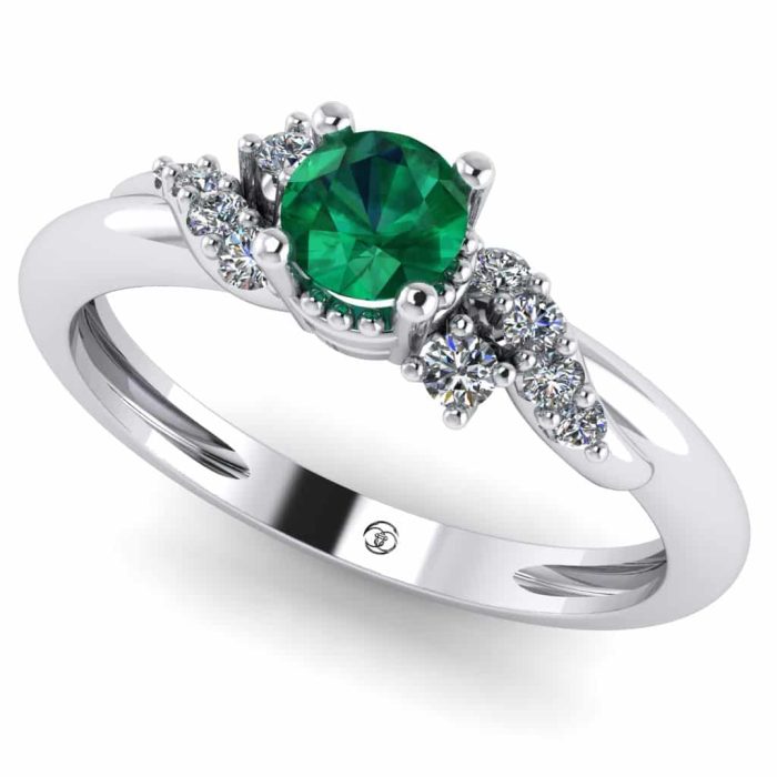 Inel logodna smarald rotund diamante vintage aur ES256
