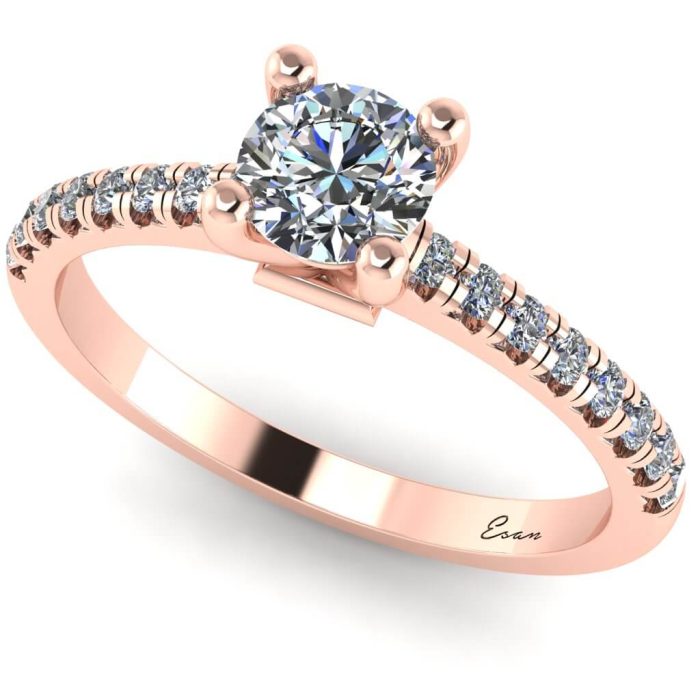 Inel logodna diamant si diamante secundare aur ES174
