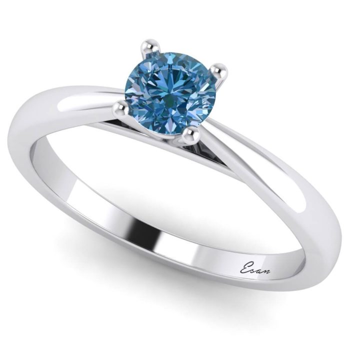 Inel logodna diamant albastru din aur solitaire ES172
