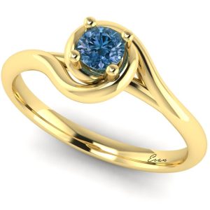 Inel logodna cu diamant albastru din aur infinit ES158