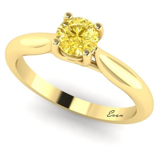 Inel logodna cu diamant galben din aur 18k ES168