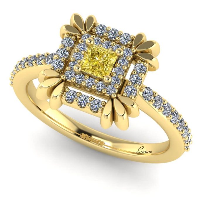 Inel logoddna cu diamant galben aur 18k ES164