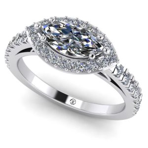 Inel logodna cu diamant marquise din aur alb ES248
