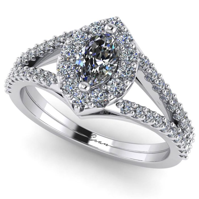 Inel logodna cu diamant marquise si diamante aur ES186