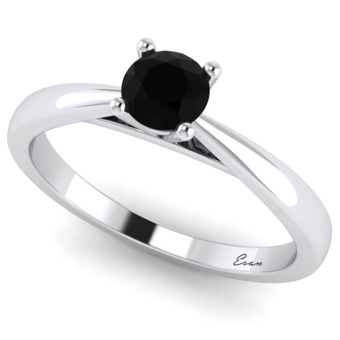 Inel logodna diamant negru din aur solitaire ES172