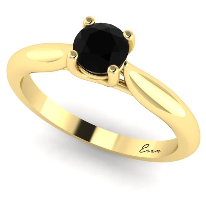 Inel logodna cu diamant negru 0.50 ct din aur ES168