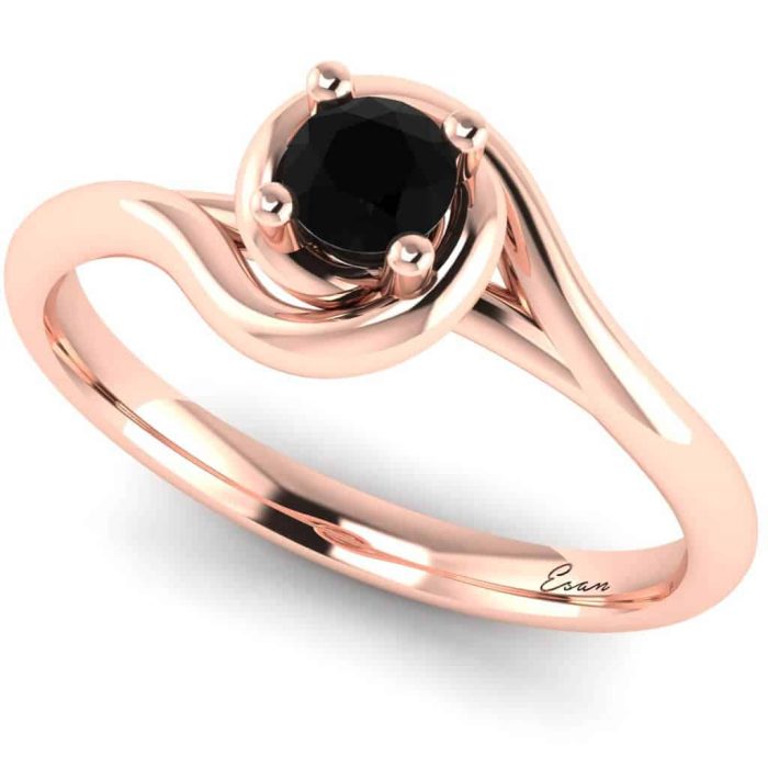 Inel logodna cu diamant negru din aur roz infinit ES158