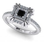 Inel logodna cu diamant negru si diamante ES164