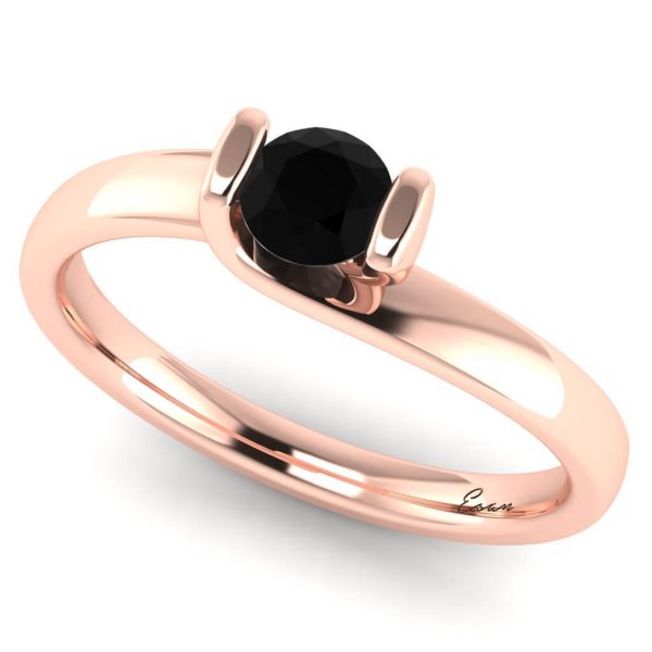 Inel logodna cu diamant negru din aur roz ES165