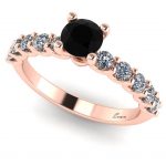Inel de logodna cu diamant negru si diamante ES169