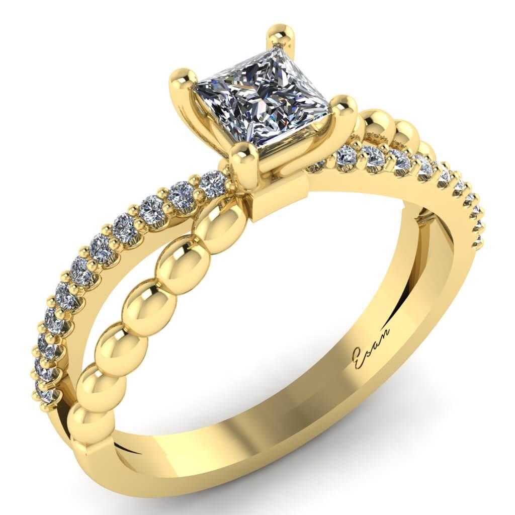Characterize Relative size so Inel din aur cu diamant patrat unicat ES166 - New Collection