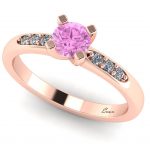 Inel logodna cu diamant roz 0.35 si diamante aur roz ES184