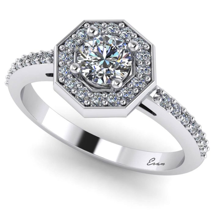 Inel logodna diamante din aur hexagon ES170