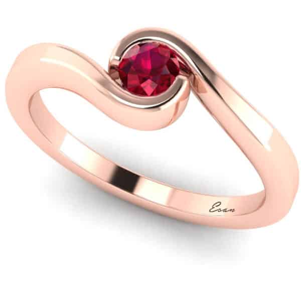 Inel logodna cu rubin aur roz ES157