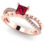 Inel logodna cu rubin si diamante aurroz ES166