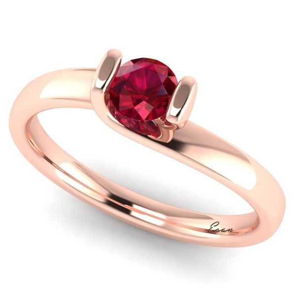 Inel logodna cu rubin din aur roz ES165
