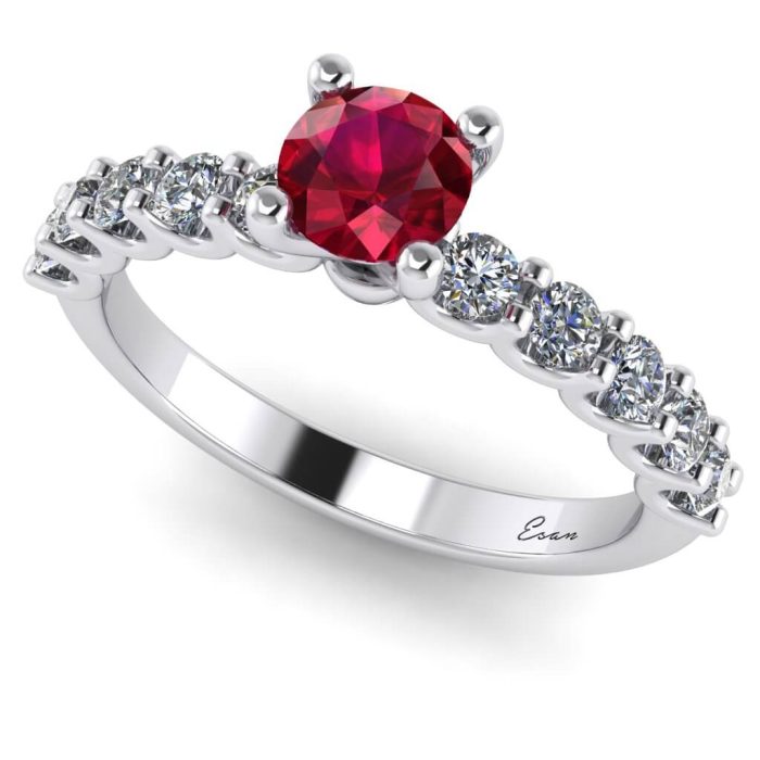Inel logodna rubin si diamante secundare din aur ES169