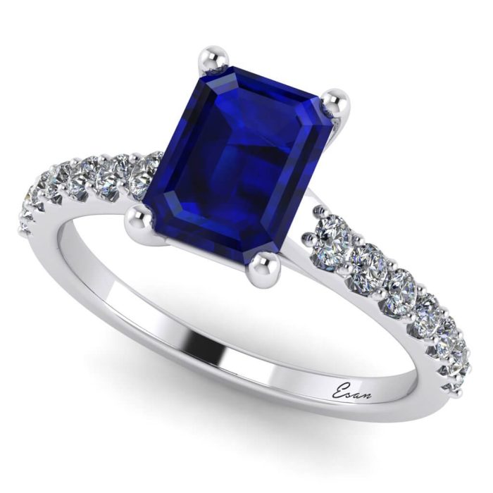 Inel logodna cu safir emerald si diamante aur ES191