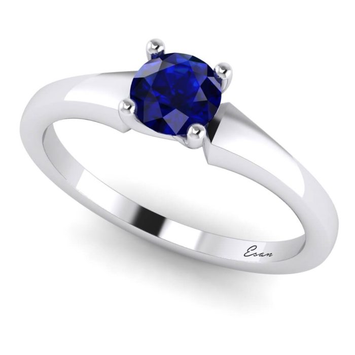 Inel logodna safir rotund clasic din aur alb ES180