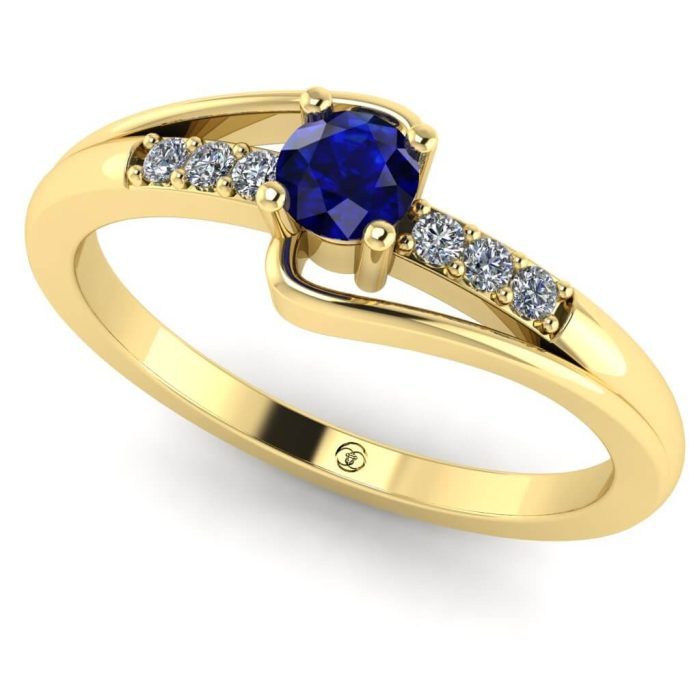 Inel safir logodna diamante din aur galben ES253