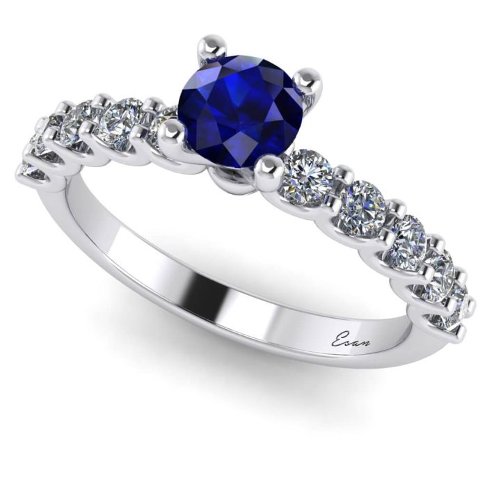 Inel logodna cu SAFIR si diamante sAdrss AUR ROZ ES169