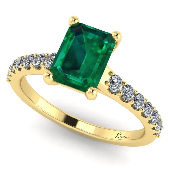 Inel logodna cu smarald emerald si diamante aur ES191