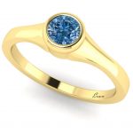 Inel logodna cu diamant albastru din aur galben ES167