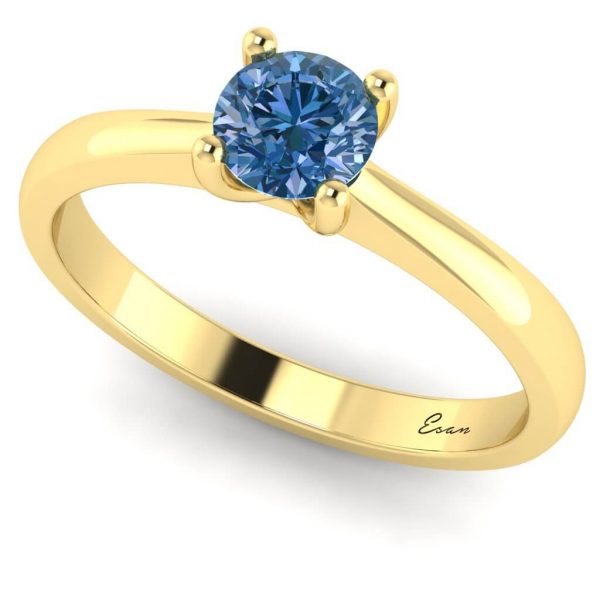 Inel logodna cu diamant albastru din aur solitaire ES160