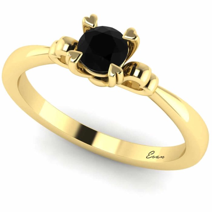 Inel logodna din aur galben cu diamant negru ES154