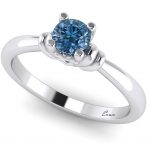 Inel logodna diamant albastru din aur model inima ES161