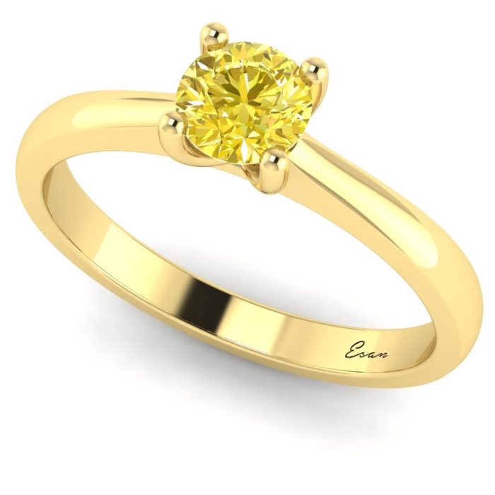 Inel logodna cu diamant galben din aur 18k ES160
